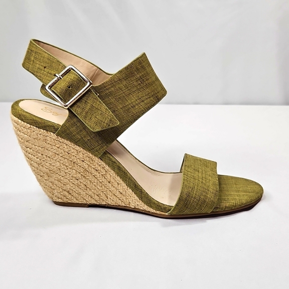 Seychelles Green Fabric Wedge Sandals Size 8.5 - Picture 1 of 8